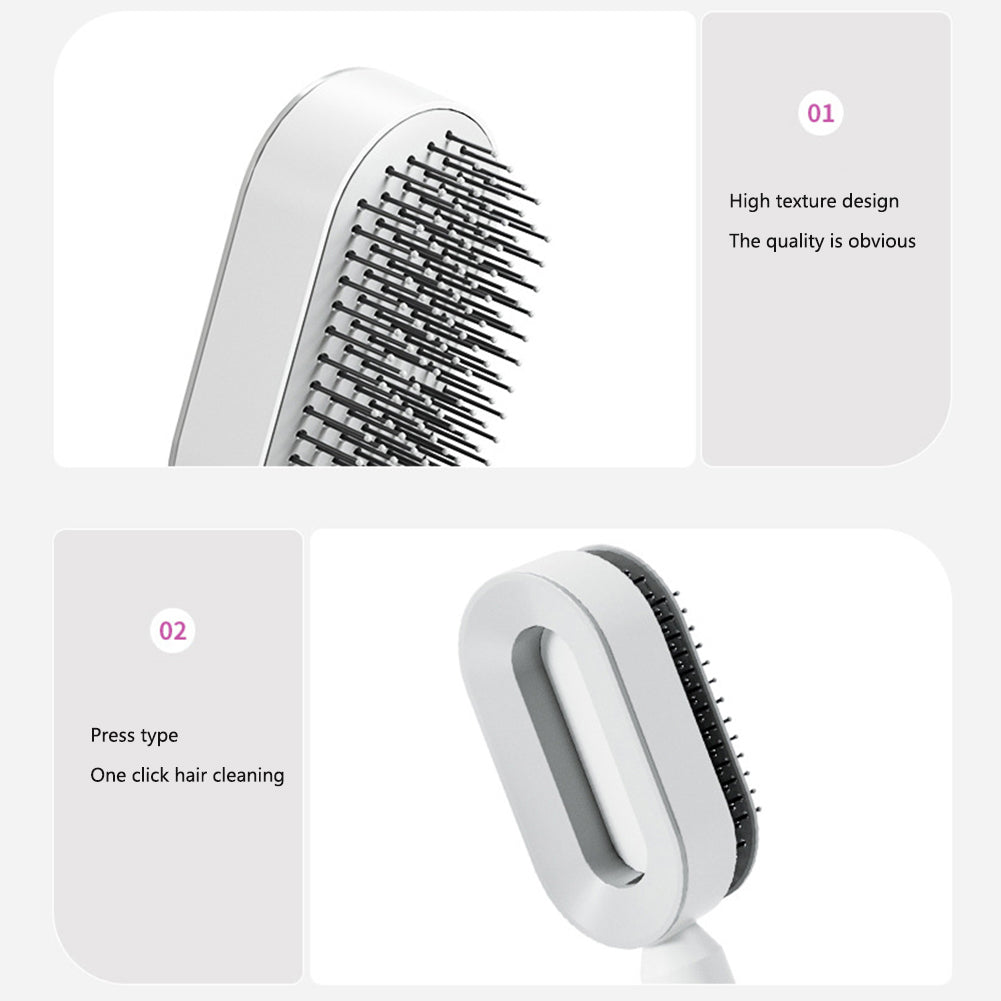 Self-Cleaning Anti-Static Hair Brush with One-Key Cleaning and Airbag Massage for Women