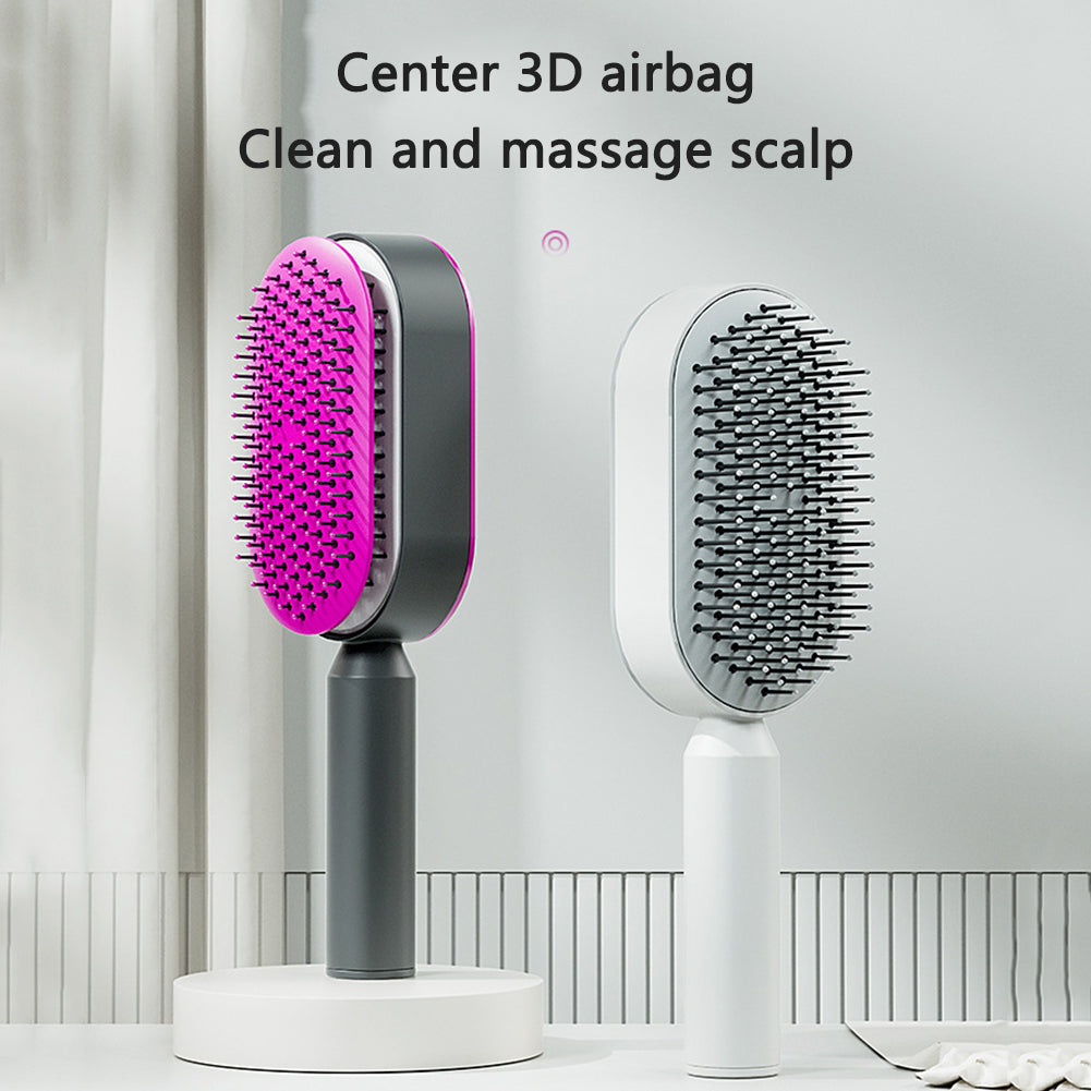 Self-Cleaning Anti-Static Hair Brush with One-Key Cleaning and Airbag Massage for Women