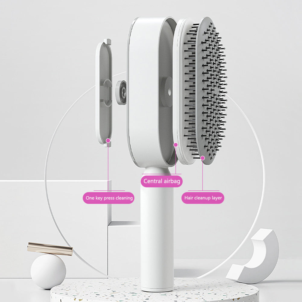 Self-Cleaning Anti-Static Hair Brush with One-Key Cleaning and Airbag Massage for Women