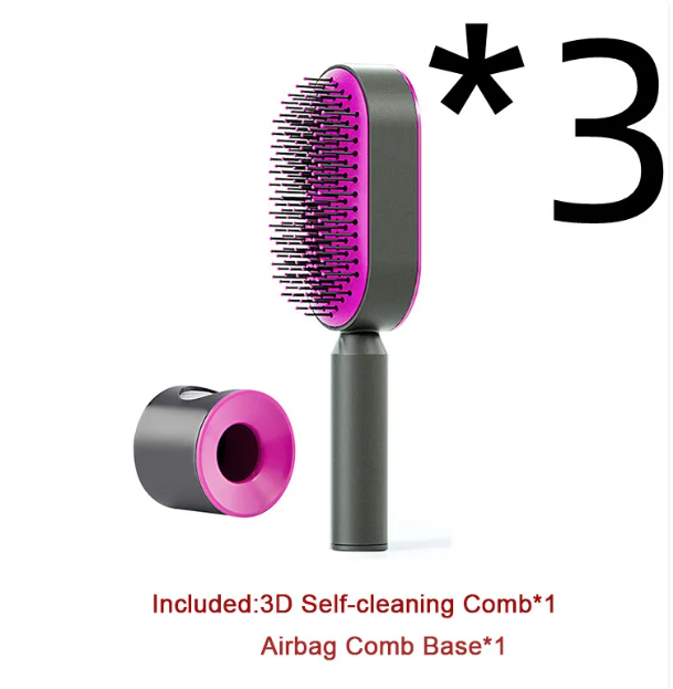 Self-Cleaning Anti-Static Hair Brush with One-Key Cleaning and Airbag Massage for Women