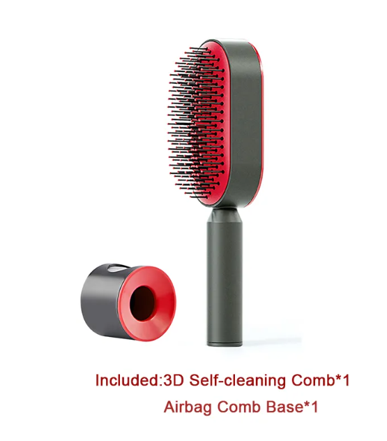 Self-Cleaning Anti-Static Hair Brush with One-Key Cleaning and Airbag Massage for Women