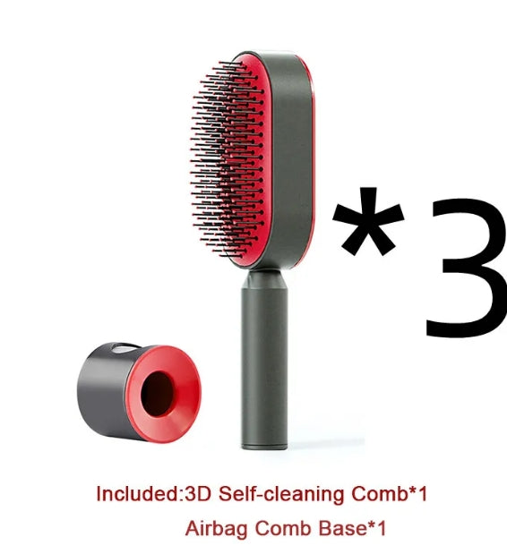 Self-Cleaning Anti-Static Hair Brush with One-Key Cleaning and Airbag Massage for Women