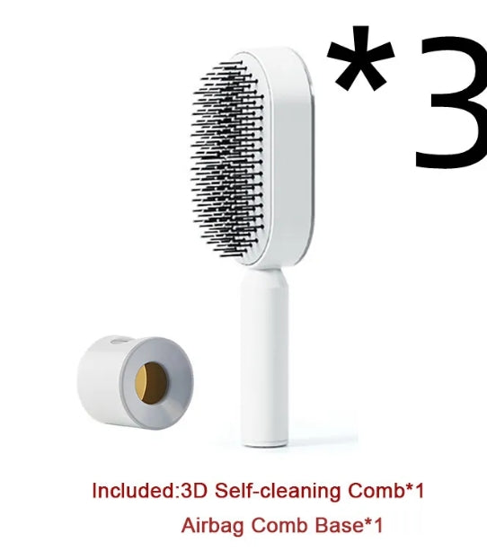 Self-Cleaning Anti-Static Hair Brush with One-Key Cleaning and Airbag Massage for Women