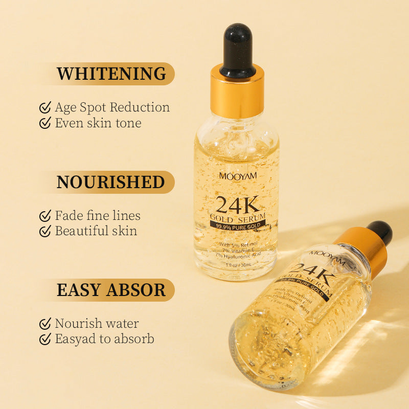 24K Gold Foil Vitamin E Retinol Anti-Wrinkle Face Serum - Monaali