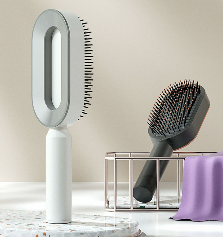 Self-Cleaning Anti-Static Hair Brush with One-Key Cleaning and Airbag Massage for Women