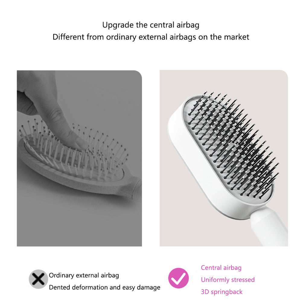 Self-Cleaning Anti-Static Hair Brush with One-Key Cleaning and Airbag Massage for Women