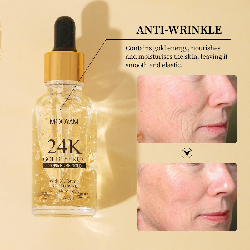 24K Gold Foil Vitamin E Retinol Anti-Wrinkle Face Serum - Monaali